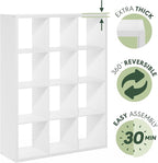 Furinno Cubicle Open Back Decorative Cube Storage Organizer, 12-Cube, White
