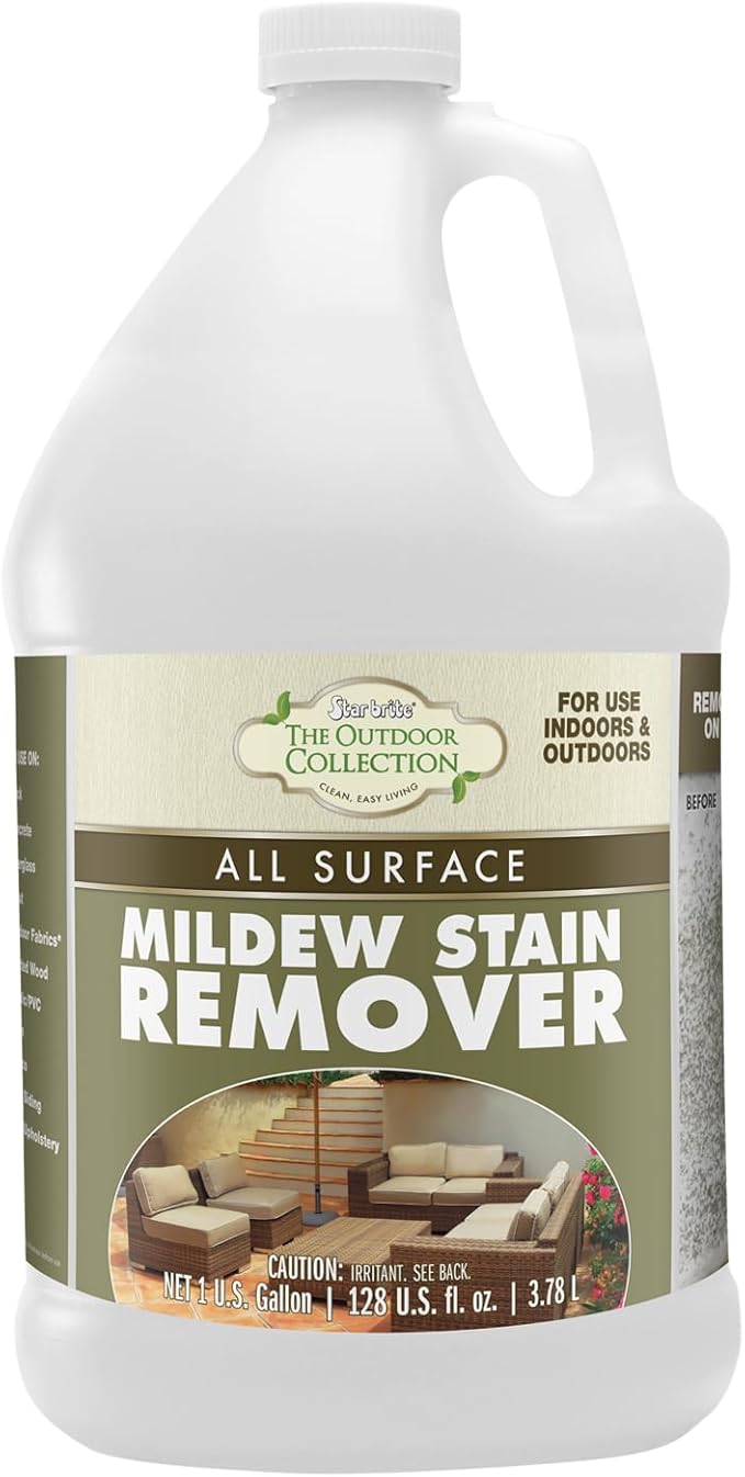 STAR RBITE O/C Mildew Stain Remover - Professional Strength, Quick-Acting, Multi-Surface Cleaner for Outdoor Furniture, Vinyl, and Grout - 1 Gallon (054400)