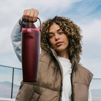 Owala FreeSip Sway Insulated Stainless Steel Water Bottle with Two-Way Spout, Built-In Straw and Bucket Handle, Made for Travel, School, and Sports, 40oz, BPA Free, Leak Proof, Black Cherry