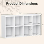YESHOMY 8 Cube Bookcase, Open Frame 2-Tier Book Shelf, Bookshelf Storage Organizer with Adjustable Shelves for Organization, Room Decor, Milk White