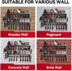 Power Tool Organizer Wall Mount, Heavy Duty 4-Tier Garage Storage Rack with Hooks and Cordless Drill Holder, Utility Racks for Screwdrivers, Pliers, Hammers,AngleGrinder, Shelf for Workbench