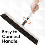 Slim Upright Horsehair Broom 18" – Narrow Thin Dust Broom for Hardwood Floors, Soft Bristles for Dog Hair – Swivel Head with 48" 3-Part Handle – Home & Kitchen Use