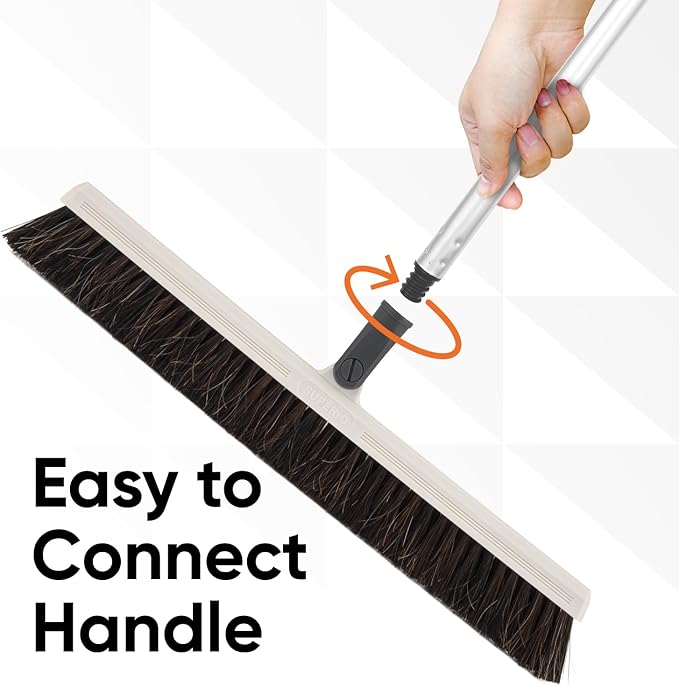 Horse Hair Broom Head – 18" Thin, Narrow (1 Inch) Upright Swivel Broom Head for Hardwood Floors – Soft Bristle Dust Broom for Dog Hair – Head ONLY