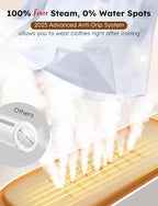 Travel Steamer Iron Portable, Rylena 180° Rotatable Handheld Press Iron for Clothes, Curtains, 2025 LeakProof & Anti-Drip Tech, Fast De-Wrinkle, Crisp Crease, XL Tank, Easy Grip, Apt, Cruise,Dorm