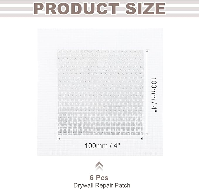 uxcell 6Pcs Drywall Repair Patch, 4x4 Inch Self-Adhesive Aluminum Metal Plaster Wall Patching Mesh, Wall Mending for Quick Fix Wall Hole, Sheetrock Ceiling, White