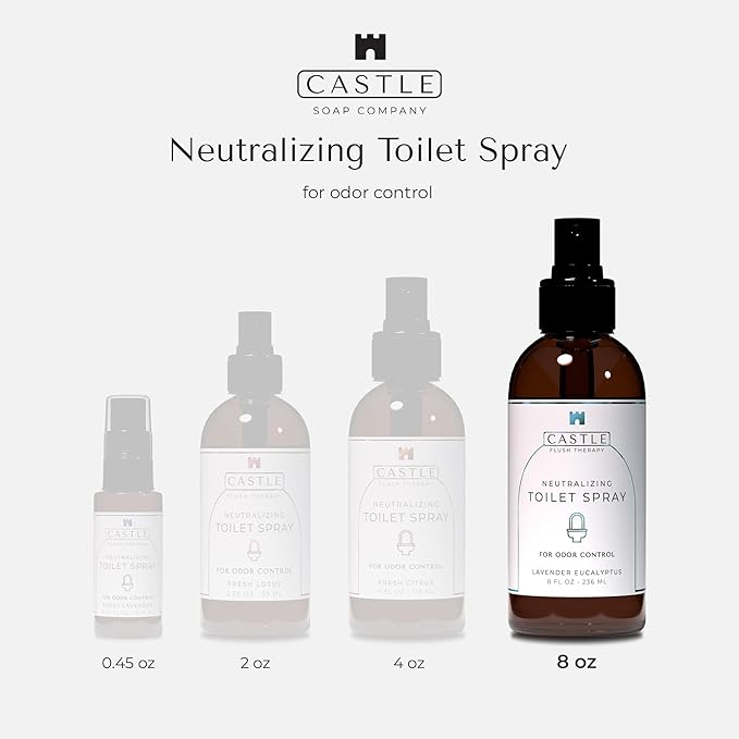 Castle Flush Therapy Neutralizing Toilet Spray | Odor Control: Mist Over The Water Surface, Go, Then Flush | Bathroom Freshening Spray | Neutralizes Odors at the Source | Fresh Citrus | 8 oz