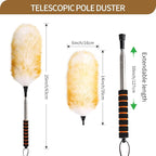 Wool Dusters with Extension Pole Lambswool Feather Duster for Cleaning,Ceiling Fan,Furniture,Blinds