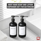 GMISUN Black Soap Dispenser, 2 Pack Matte Black Hand Soap Dispensers for Bathroom, 17 Fl Oz Glass Dish Soap Dispenser for Kitchen with Stainless Steel Pump, Modern Liquid Soap Bottle Set