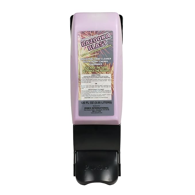 Zenex Bazooka Blast Hand Soap - Industrial Hand Cleaner | Heavy-Duty Shop Soap | Pumice-Powered Grease & Grime Remover | Berry Cherry Scent | Moisturizing | 3.55 L (4 Count)