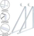 HOME MASTER HARDWARE Heavy Duty Closet Rod Brackets 2 Pack, Wall Mounted Shelf Bracket with Rod Shelving Support, 11 x 9.5 in Shelves Support Brace with Hook, White with Screws