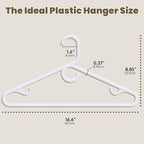 White Plastic Hangers 18 Pack, Heavy Duty Clothes Hangers with Center Hook & Non-Slip Pants Bar for Standard Size Shirts, Pants, Coat, Dresses, Jackets, Scarves and Belts