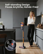 Cordless Vacuum Cleaner for Home, Upgraded 60Kpa Powerful Suction Pet Hair Vacuum with 70min Runtime, Green LED Light for Hardwood Floors & Carpet, Self-Standing Rechargeable Stick Vacuum
