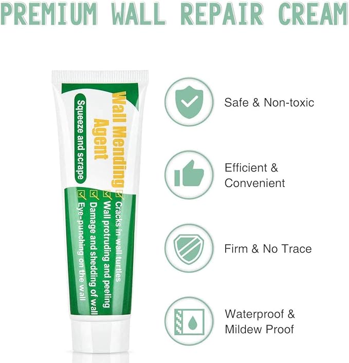 Indoor Safe & Odorless Wall Hole Repair Mixture – Quick-Dry with Scraper, Fast Fills Cracks for Smooth Paint-Ready Walls (Wall Repair Paste 1 Pack)