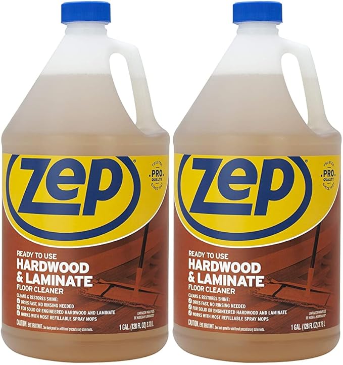 Zep Hardwood and Laminate Floor Cleaner - 1 Gallon (Pack of 2) ECZUHLF1282 - Cleans Spots, Stains, and Scuffs. Restores Shine on Hardwood, Laminate, Cabinet Doors, Crown Molding, and More
