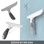 MR.SIGA Multi-Purpose Silicon Squeegee for Window, Glass, Shower Door, Car Windshield, Heavy Duty Window Scrubber, Includes Suction Hook, 10 inch, White & Gray, 2 Pack