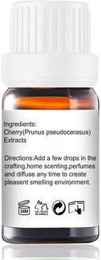 Cherry Essential Oil - Natural Fragrance for Aromatherapy, Body, Perfume Making, Candles, Soap, Room Spray, Diffuser Blends - Pure Home Fragrance, 10mL Undiluted - Pack of 2