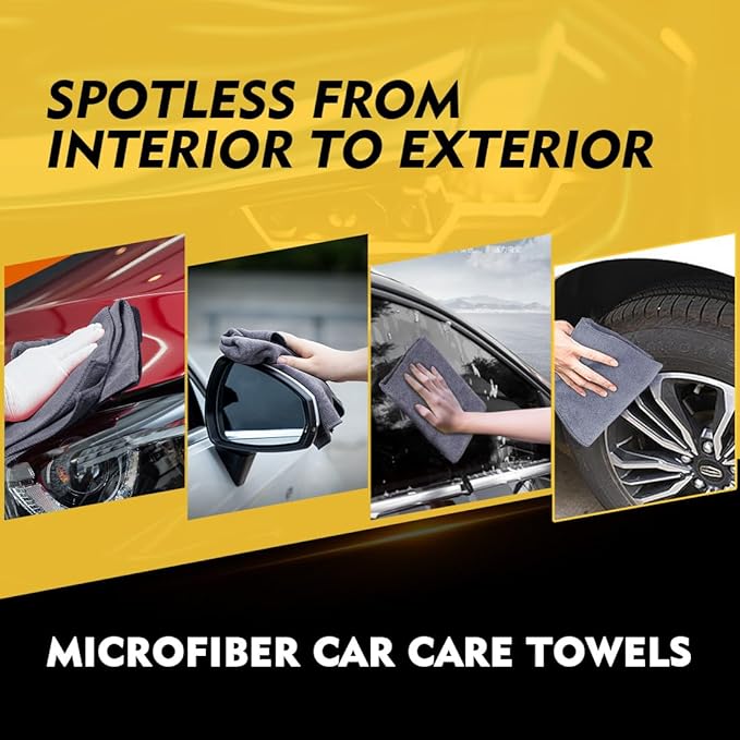 HOMEXCEL Microfiber Ultra Absorbent Cleaning Cloth, Lint Free, Streak Free Cleaning Rag Towels for Washing Cars, Kitchen and Window, 12.5 x 12.5 inches, Grey, 12 Pack