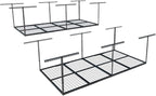 FLEXIMOUNTS 4x8 Overhead Garage Storage Rack, Adjustable Organization System, Heavy-Duty Metal Ceiling Racks, 2 pack, Black