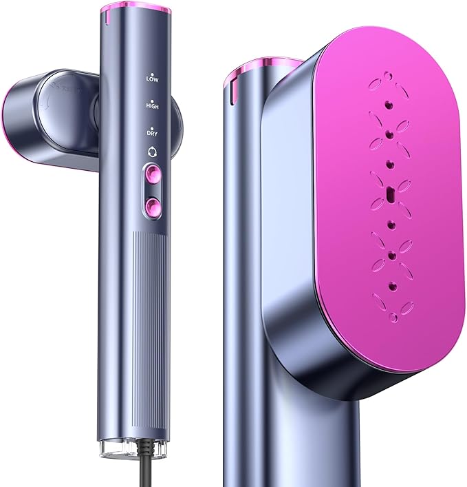 Travel Steamer for Clothes,100-240V Portable Garment Steamer, Steamer＆Iron 2 In 1,30s Fast Heat-up,120ml Water Tank,Large Ceramic Heat Panel,HandheldSteamer for Global ＆ Europe Traveling,Purple