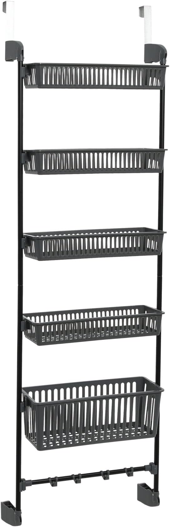 Household Essentials Household Essentials Over the Door Basket Storage Rack, Gray and Black
