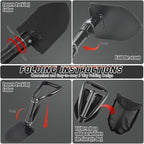 Digging Shovel, 18.5'' Lightweight Camping Shovel Portable High Carbon Steel Folding Mini Trowels for Outdoor Camping Backpacking Hiking Car Emergency Home Garden