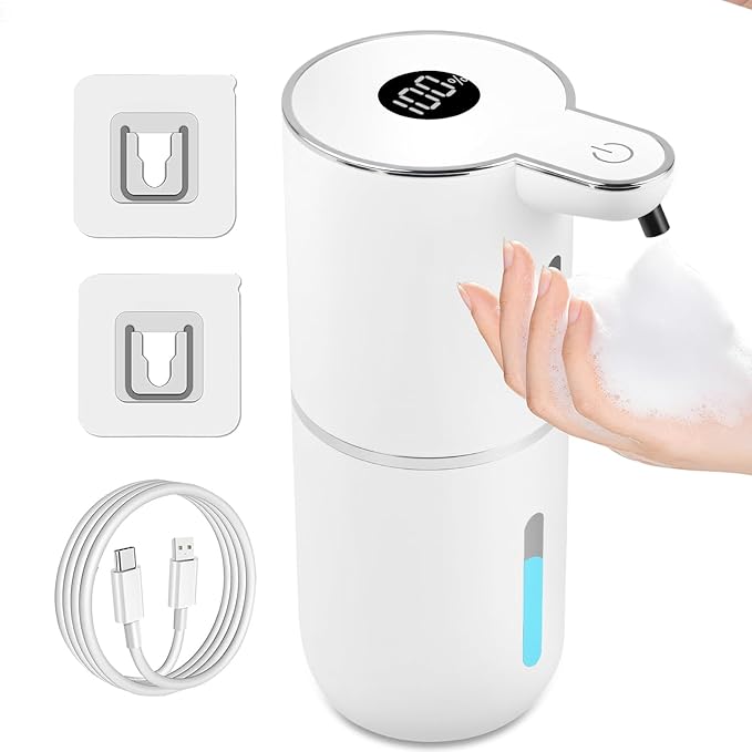 Automatic Soap Dispenser Touchless, 6-Level Foaming Hand Soap Dispenser for Bathroom Kitchen, 1200mAh Rechargeable Dish Soap Dispensers,12.8oz/380mL,Waterproof,Hands-Free,Wall Mount