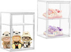 Large Clear Acrylic Display Case Shoe Storage Boxes With An Adjustable Divider,2 Pack 2 Tiers Clear Plastic Stackable Storage Bins With Lids Display Acrylic Box With Magnetic Door