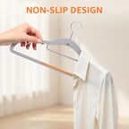 Yolife Cascading Plastic Clothes Hangers 10 Pack with Inner Hook for Vertical Storage, Slim Space Saving Hangers with Non-Slip Pads, 360° Swivel Metal Hook, Versatile, Gray & Orange