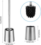 SUS304 Stainless Steel Toilet Brush and Holder Toilet Brush and Cases Bathroom Bowl Cleaning Brush Double Layer Holder Long Brush Handle High Density Bristles Silver