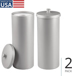 iDesign Freestanding Bathroom Toilet Paper Storage Holder with Lid for 3 Extra Rolls, 2-Pack, Silver