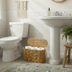 Coeusy Toilet Paper Basket with Lid,Wicker Basket for Bathroom Organizers and Storage,Holds Up to 6 Mega Rolls, Decorative Hand-Woven Rattan Bathroom Decor Accessories,Natural Water Hyacinth