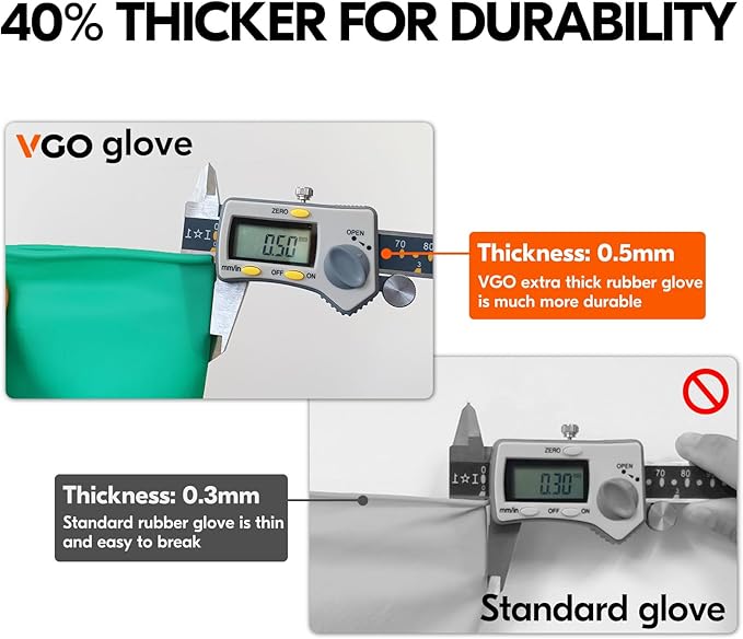 Vgo... 10-Pairs Reusable Household Gloves, Rubber Dishwashing gloves, Extra Thickness, Long Sleeves, Kitchen Cleaning, Working, Painting, Gardening, Pet Care (Size XL, Green, HH4601)