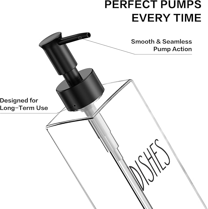 Cisily Dish Soap Dispenser, 12 fl oz Dual Kitchen Soap Dispensers with Sponge Holder, Plastic Pump Clear Glass Bottle Kitchen Soap Dispenser Set, Modern Hand and Dish Soap Bottle Set Removable