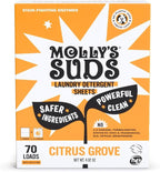Molly’s Suds Laundry Detergent Sheets | Gentle on Sensitive Skin, Powerful Bio-Based Enzymes, Stain-Fighting | Liquidless & Plastic-Free Packaging | 70 Loads (Citrus Grove)