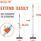 Eazer 53‘’ Grout Brush with Long Handle, 180°Rotation Tile Grout Cleaning Tool, V-Shape Shower Scrubber Cleaner, Stiff Bristle for Cleaning Bathroom Wall, Baseboards, Tile Floors - 2 Head
