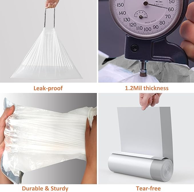 18 Gallon Compactor Kitchen Trash Bags 1.2 Mil THICK Heavy Duty 50 Count with Reinforced Drawstring | Perfect Fit for 18 Gallon & Most Kitchen Compactors | Tear & Leak Resistant