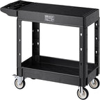 VEVOR Utility Cart, 550 lbs Load Capacity, 31.3 x 17.7-inch Service Cart, Two-Shelf Heavy Duty Plastic Utility Cart with 360° Swivel Wheels (2 with Brakes), Suitable for Warehouse, Garage, Cleaning