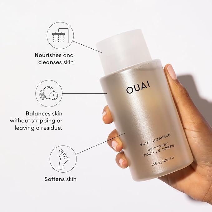 OUAI Body Cleanser, Dean Street - Foaming Body Wash with Jojoba Oil and Rosehip Oil to Hydrate, Nurture, Balance and Soften Skin - Paraben, Phthalate and Sulfate Free Skin Care Products (10 Fl Oz)