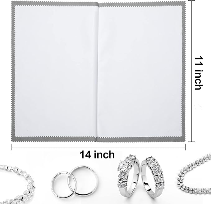 PINGMIC 2 Packs Large Jewelry Polishing Cloths, 11'' x 14'' Professional Silver Polishing Cloth for Jewelry Sterling Silver Gold Platinum Brass Copper Diamond