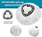6 Pack Mop Head Replacement Compatible with Oceda Triangle Swivel Mops,Spin Mop Replacement Head 100% Microfiber,Deep Cleaning,EPSUNORISE Replacement Heads Compatible with O Ceda Mop(White)