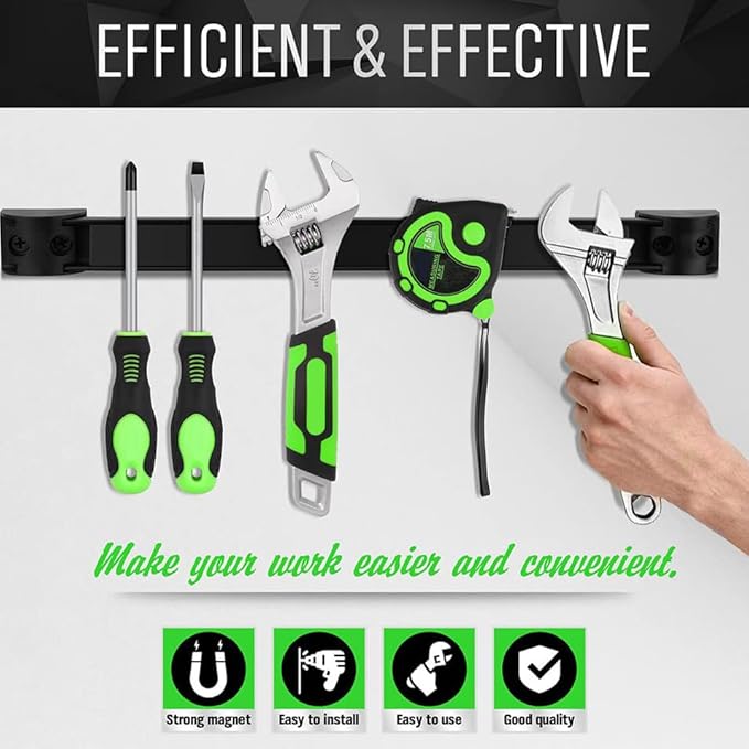ALWORKKIT Magnetic Tool Holder 12" (4 Pack) - Wall-Mounted Alloy Steel Organizer Bars for Garage, Workshop, Tools Storage Mounting w/Screws.