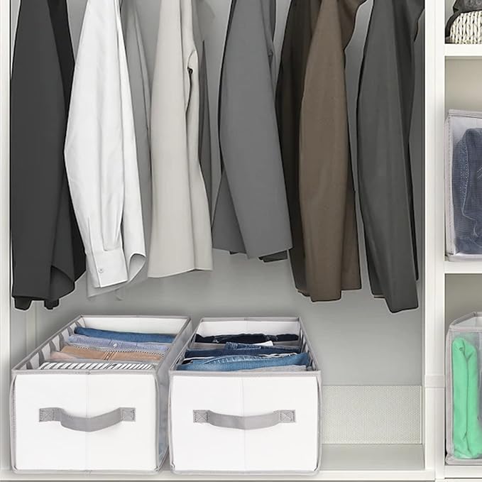 Univivi Clothes Drawer Organizer Wardrobe Clothes Organizer for Folded Clothes, 7 Grids Upgraded Large Capacity Drawer Organizers for Jeans, Pants, Sweaters, T-Shirt, Underwear - Set of 2