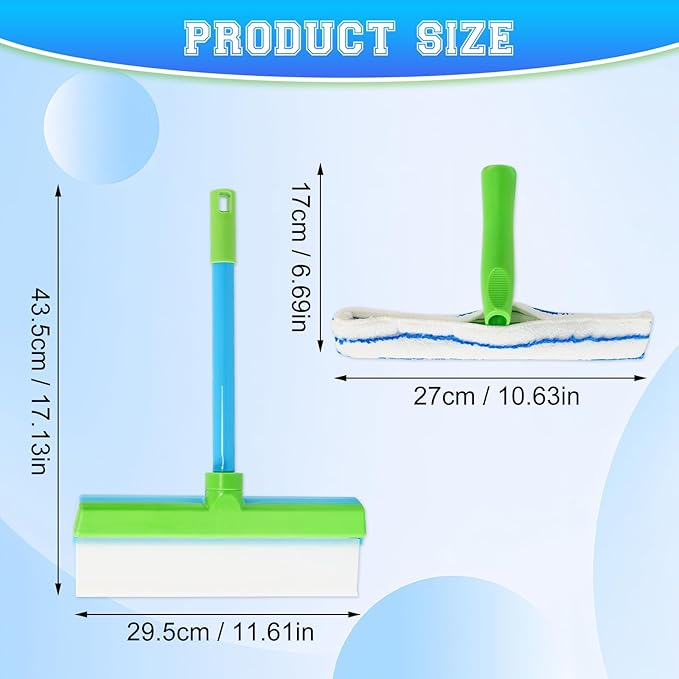 Alisanda Recyclable Silicone Window Squeegee Kit, Window Cleaning Kit, Multifunctional Window Squeegee, Glass Cleaning Tools with Silicone Squeegee & Microfiber Scrubber (Green)