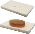 White Soap Dish Tray Marble Soap Holder Trinket Plate for Bathroom Sink Kitchen Countertop Bedroom Vanity Bathroom Accessory Rectangular