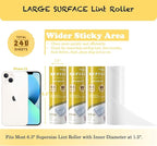 Large Surface Lint Roller Extra Sticky Refills, Total 240 Easy Tear Sheets, Insert Tube Measures 1.5" and Fits Most Supersize 6.3'' Wider Lint Roller, Works Great On Pet Hair(Pack of 4)