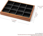 Oirlv Solid Wood 12 Grid Jewelry Organizer Tray Jewelry Drawer Organizer for Rings Earrings Storage Display(Black)