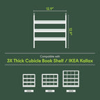Furinno Cubicle Cube Insert, 3-Shelf Cube Organizer, 3-Tier Shelf Accessory, Fits into Furinno Triple Thick Cubes, IKEA Kallax, for Organizers and Storage, Black Dark Oak