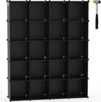 C&AHOME Cube Storage Organizer, 20-Cube Shelves Units, Closet Cabinet, DIY Plastic Modular Book Shelf, Ideal for Bedroom, Living Room, Office, 48.4" L x 12.4" W x 60.6" H Black UPCS20H