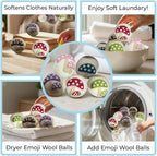 Ezhippie Quality Wool Dryer Balls - 6 XL Mushroom Pack - 1000+ Loads - Pure Organic Wool - Reusable Natural Fabric Softener Perfect with Essential Oils, Reduce Clothing Static and Wrinkles
