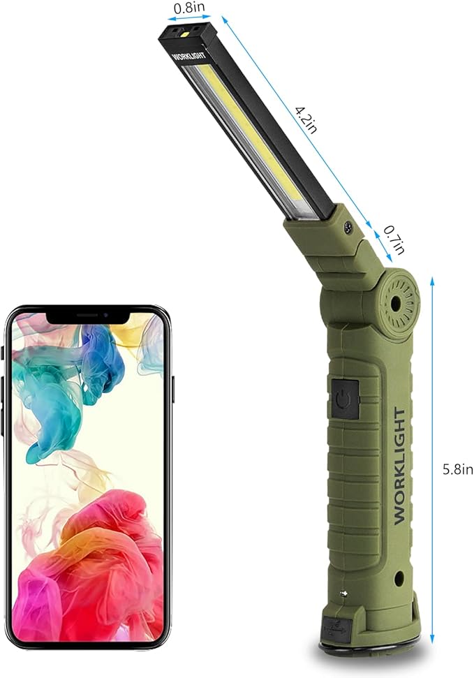 4 Pack Rechargeable LED Work Lights with Magnetic Base and 360° Rotation, 5 Modes for BBQ, Camping, Reading, and Car Repair